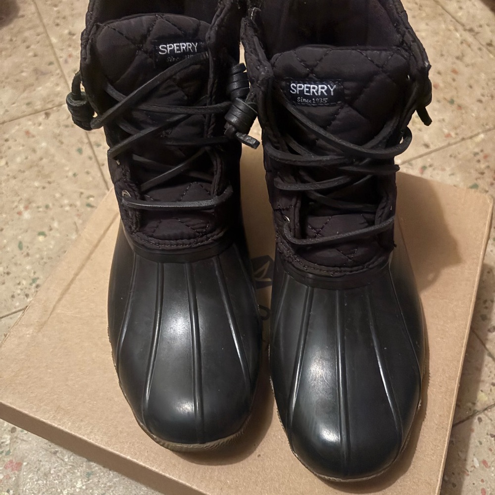 Sperry Black Quilted Waterproof Boots